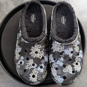 Crocs Lined Clogs Size 5 Women's Freesail Clog Floral Black Mule 90s Y2K Plush